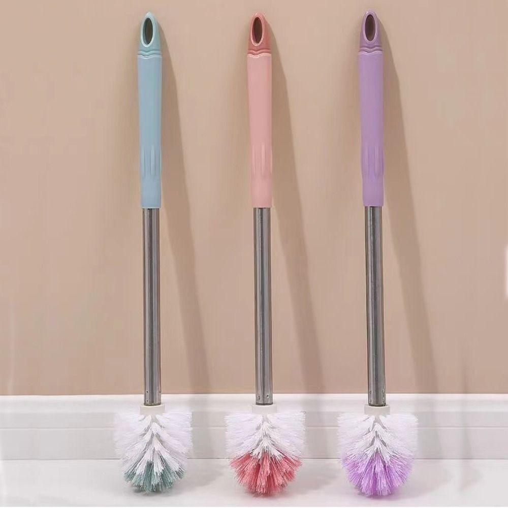 Rubber Toilet Bowl Brush with Holder Round Head Cleaning Brush Closestool Brush Household