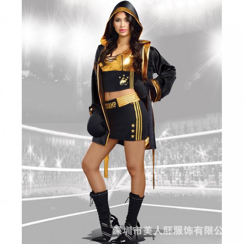 Men Women Halloween Couple Boxing Fighter Costume Set Cosplay Stage Performance Outfit