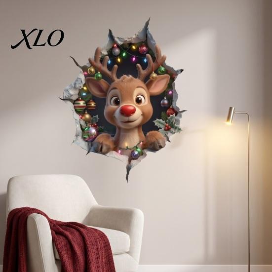 3D Holiday Wall Art Christmas Stickers, Decals for Living Room Bedroom And Party Creative Seasonal Gift Decor, Removable PVC Festive Home Entrance