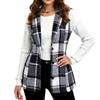 Женская клетчатая модная женская одежда с лацканами, жилет-костюм, клетчатый топ, куртка