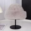 Bucket Hat Plush Basin Cap Korean Style Solid Beanie Casual Faux Fur Mink Hat  Autumn