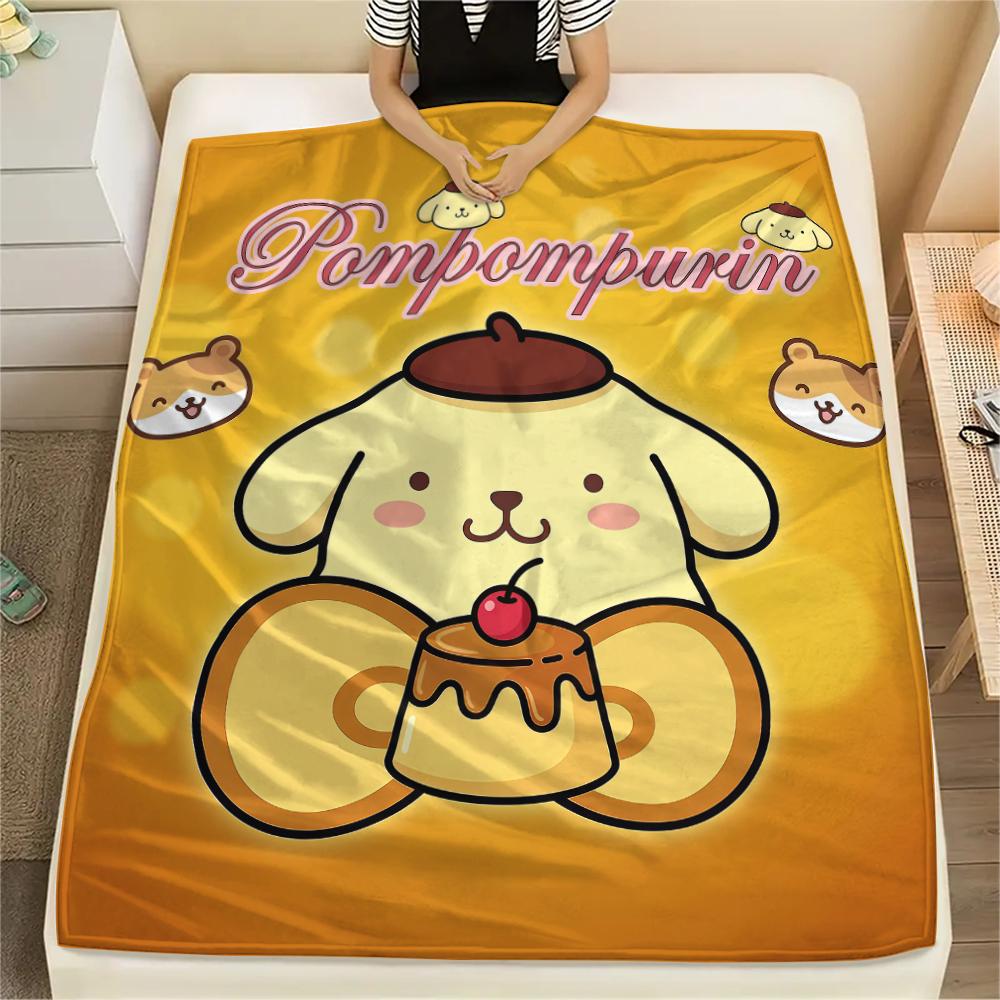 1 шт. Фланелевое одеяло с принтом Pompompurin, Высокое качество, Для всех сезонов, Декор для дома, Тепло и уют, Идеально для Рождественских подарков