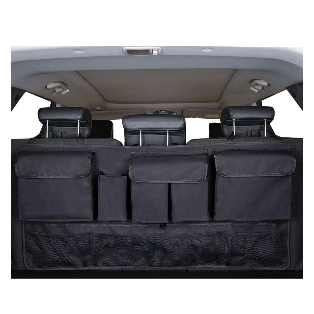 EINEY Trunk Storage Car Seatback Storage Bag for Hidden Back Large Long Fits Trunk Storage Large Capacity Pocket, Multi-Function Seats, Slim,