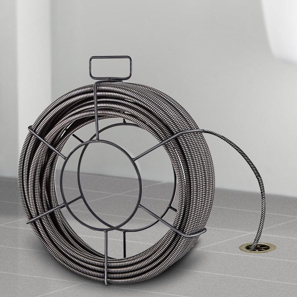 Drain Cleaning Cable 50 Feet x 3/8 Inch Solid Core Cable Sewer Cable Drain Auger Cable Cleaner Snake Clog Pipe Drain Cleaning Cable Sewer Drain Auger