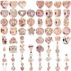 Серия Rose Gold Кролик Свинья Лист Подвески Бусины, Подходит Для Оригинального Европейского Браслета Украшений DIY Медная Женская Бижутерия