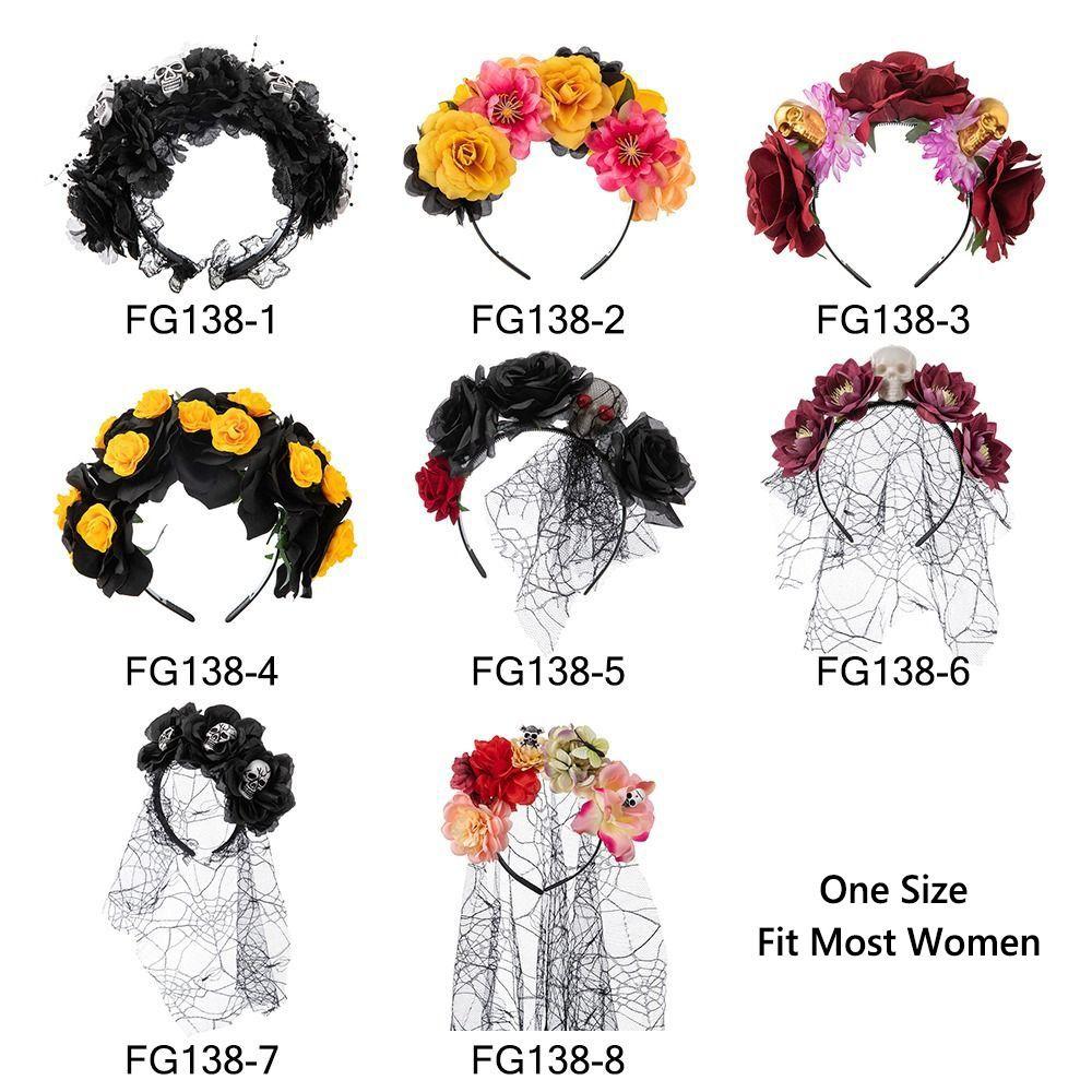 Черная вуаль, повязка на голову с цветком розы на Хэллоуин, свадебный головной убор для женщин