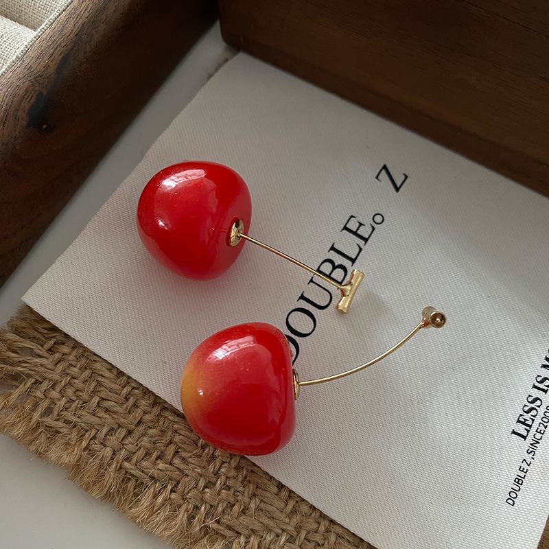 Серьги-гвоздики Nanhong Cherry с длинными кисточками, атмосферные серьги высокого класса, свежие и милые, сладкий темперамент, красные серьги Ankola