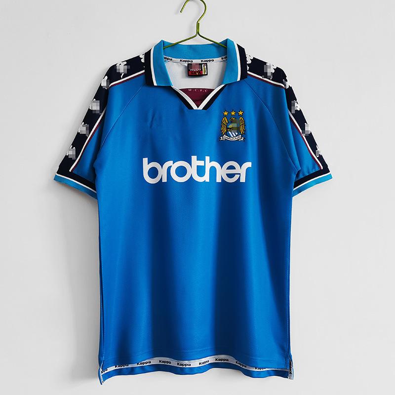 97-98 Manchester City retro jersey No. 17 Sun Jihai 16 Aguero 15 Harland 07-08 long short-sleeved football jersey