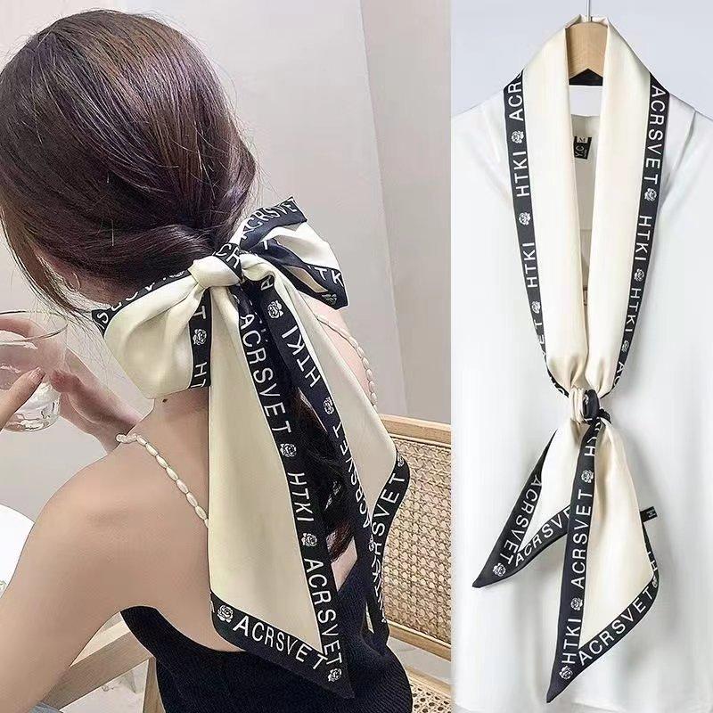 Luxury Design Zebra In Flowers Women Scarf Luxury Silk Scarf Fashion Hair Headband Foulard Skinny Bag Scarves Neckerchief Lady