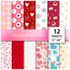 12 Sheets Per Pack Of Valentine'S Day Small Floral Love Decoration Backing Guka Handbook Material Paper