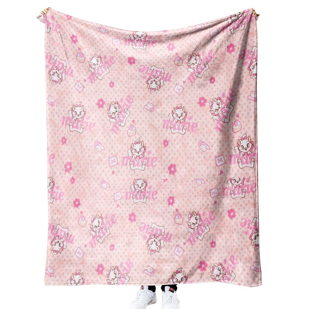 New Customized Personalized Printed Cartoon Marie cat 300gsm Woven Super Soft Fleece Blankets with logo
