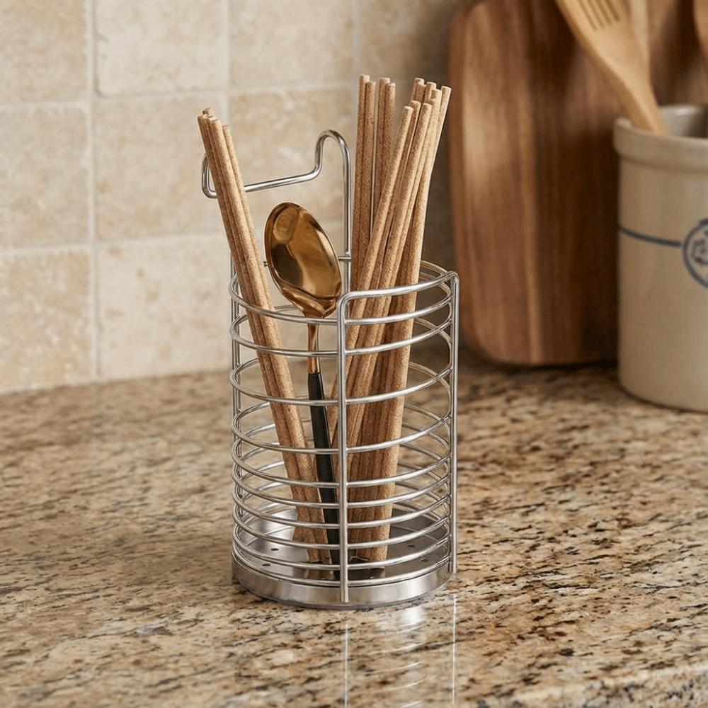 Space Saving Hanging Cutlery Holder Stainless Steel Chopstick Drying Rack Chopsticks Cage Table