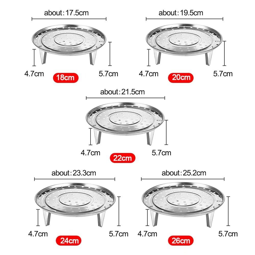 5Pcs Thickened Stainless Steel Steaming Rack Stackable Food Steaming Tray  Egg Steaming