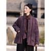 Women Vintage Solid Color Parkas Stand Long Sleeve Chinese Style Coats Winter Button Pockets Parkas