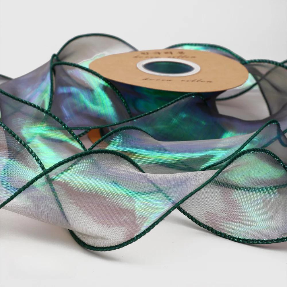 Рыбий хвост пряжа лента букет упаковочный материал радужного цвета кружевной хвост пряжа лента волна шифон пряжа подарочный ремешок