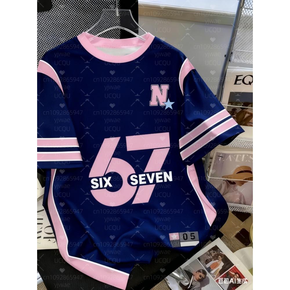 67 Meme T-Shirt for Kids Funny Digital 6 7 Print Summer Short Sleeve Boys Tees Top Loose Streetwear Fashion Girl Clothes