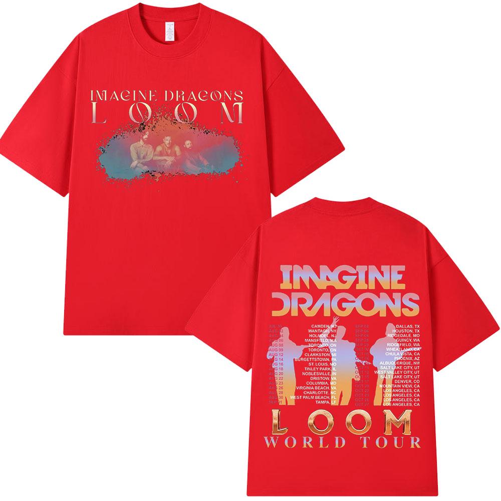 Imagine Dragons Loom World Tour T Shirts Hip Hop Rock Band Vintage Tshirt Fans Gift 100 Cotton Loose Cozy Short Sleeve T Shirt
