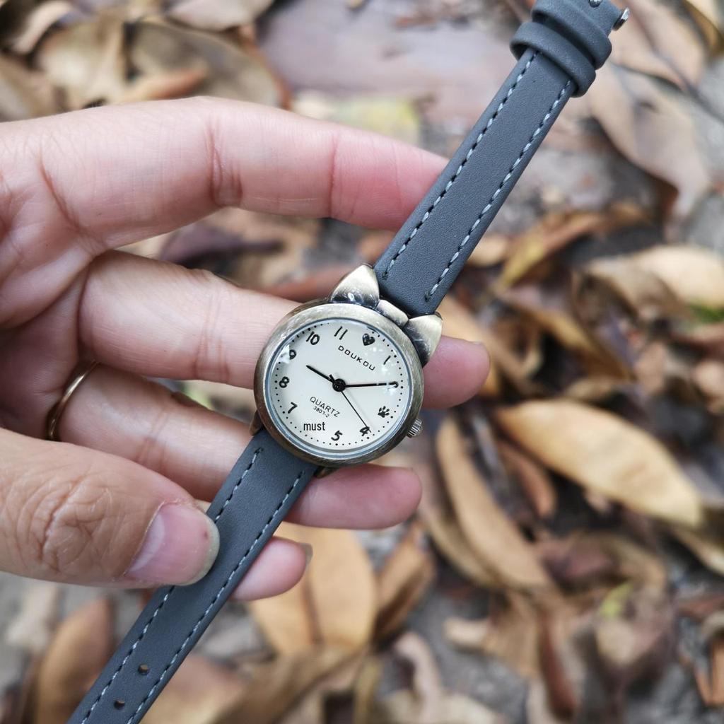 Модные светящиеся ретро-бронзовые студенческие часы Kitten