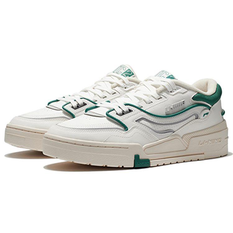 Li Ning 001 BTC Низкие Скейтбордические Кроссовки Женские Бело-Зеленые AGCS024-3