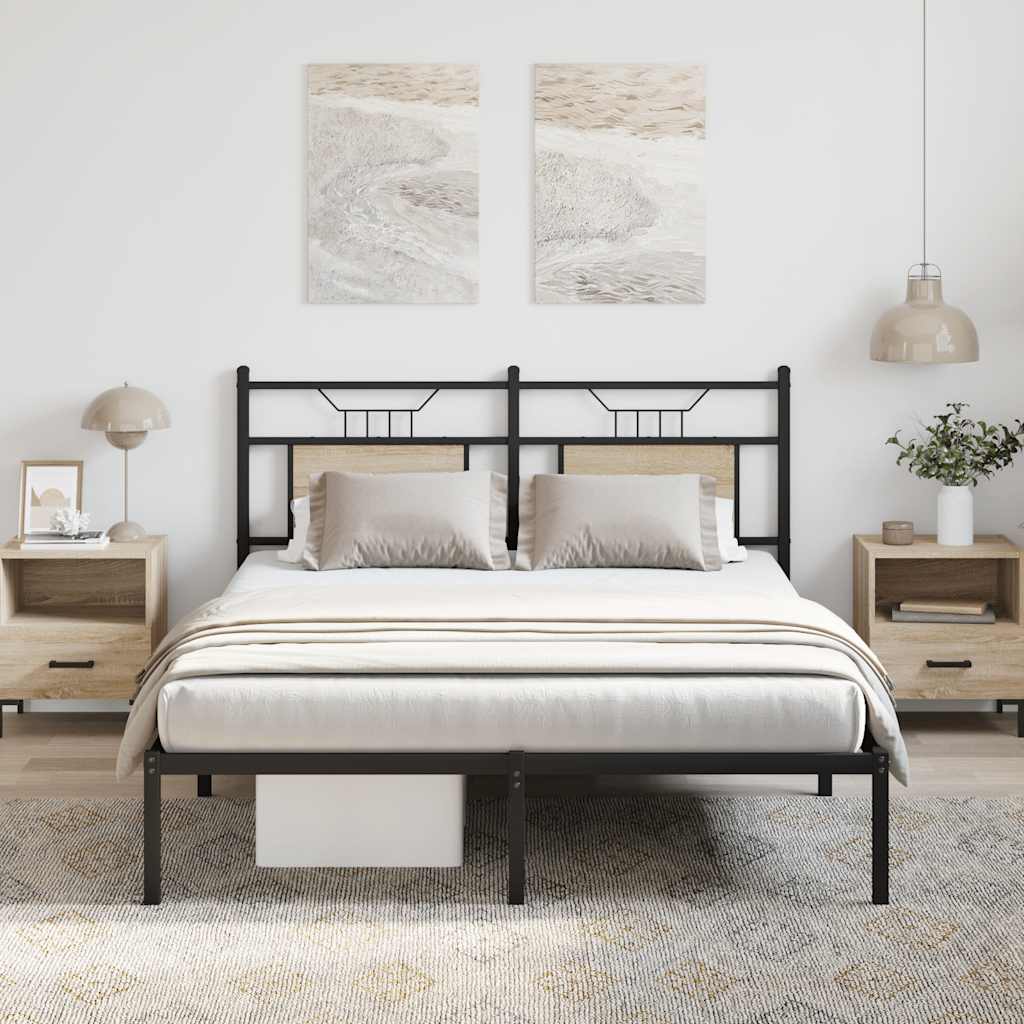 Bed Frame without Mattress Sonoma Oak Finish 137 x 190 cm Engineered Wood