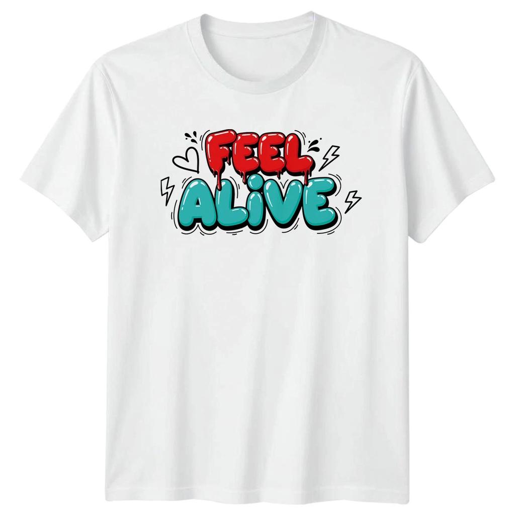 Стильная футболка Feel Alive Арт-граффити Streetwear Подарок для него и для нее