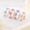 Colorful Flowers Open Ring Stainless Steel Finger Jewelry Fashion Flower Ring  For Women Girls