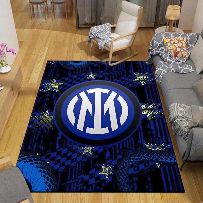 Inter Milan Printed Carpet, Home Sofa Decoration for Living Room & Bedroom, Non‑Slip Play Flannel Floor Mat for Game Room