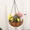 Metal Flower Basket Round Chain Hanging Basket Iron Art Planter Hanging Basket Coconut Pad Planter Stand Balcony