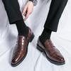 Fashion Men's Leather Shoes Classic British Style Loafers Wedding Trend Party Outdoor Casual Business Gentleman Versatile Brown Shoes