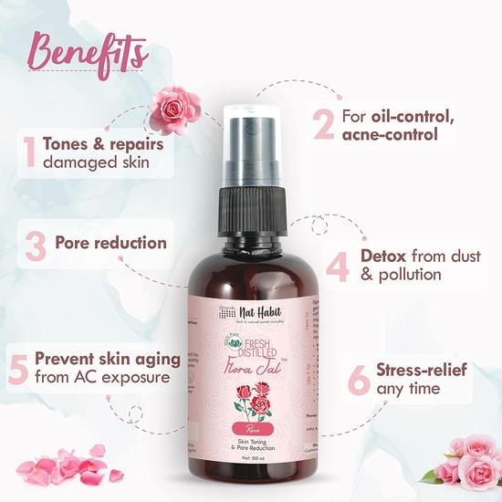 Nat Habit Ready-To-Apply Henna Paste & Flora Jal - Gulab Jal Toner for Pore Refining - The Ideal Combo for Hair Deep Conditioning (Combo Pack of 3)