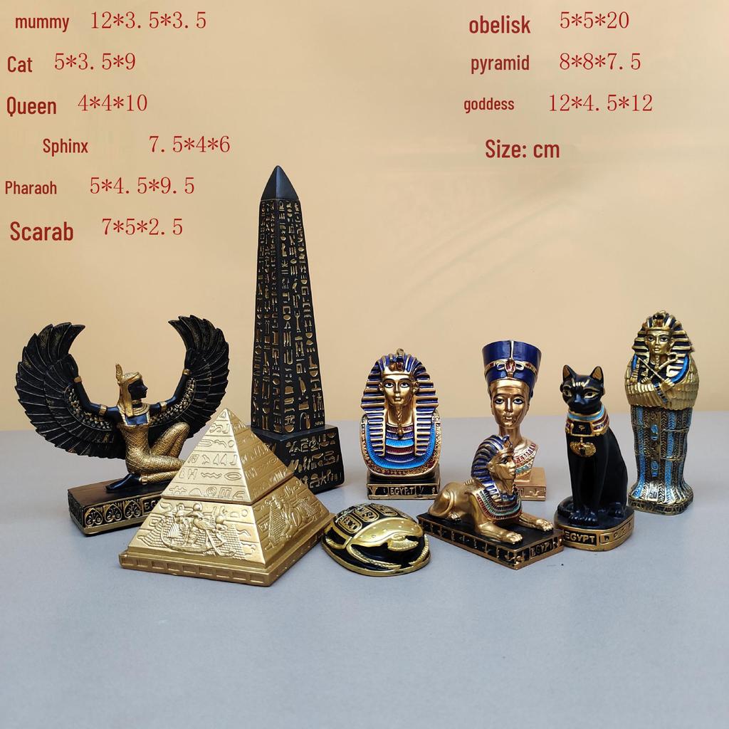 Cross-Border Egyptian Mummy Pyramid Figurine - Pharaoh Coffin Souvenir Craft Ornament