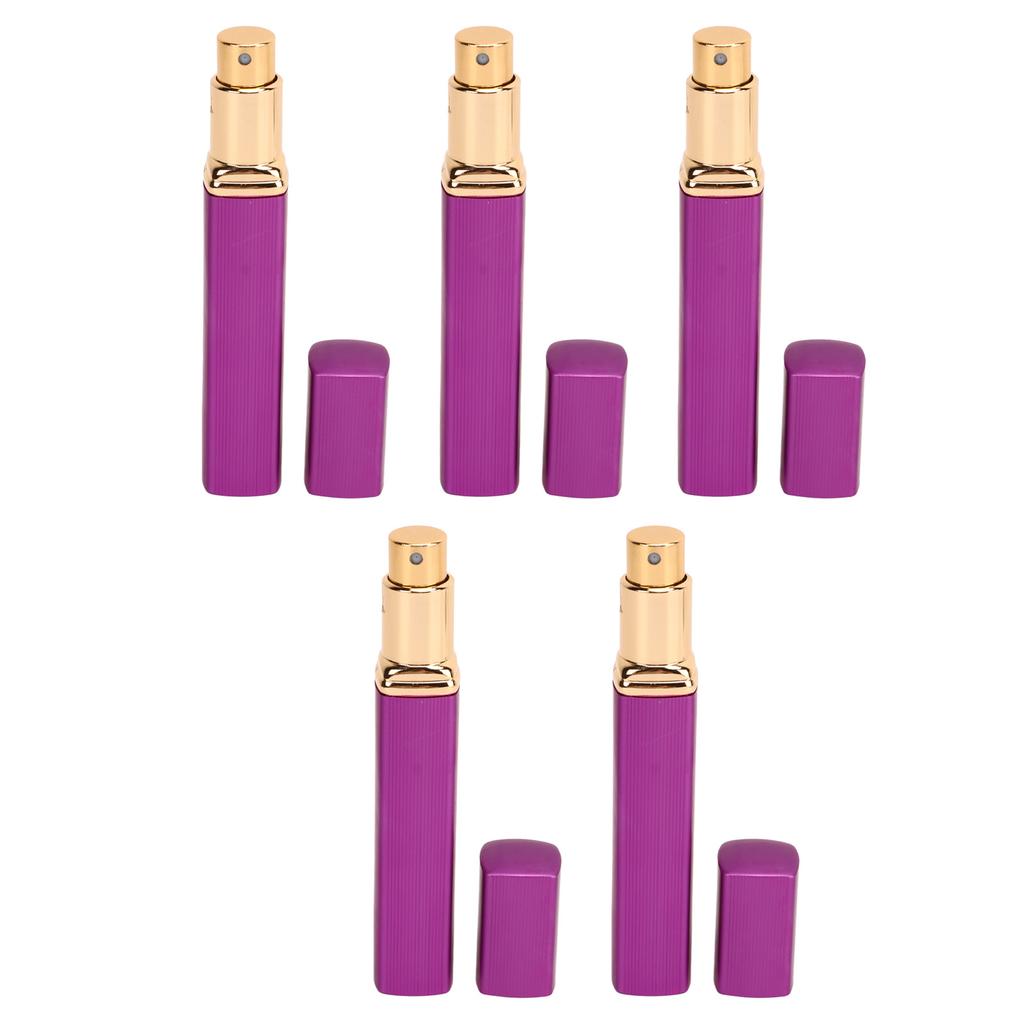 5pcs Travel Spray Bottles Eletrolytic Aluminium 12ml Refillable Perfume Bottles Durable Pocket