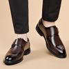 Fashion Designer Brand Men's Formal Shoes Luxury Banquet Groom's Wedding Shoes Retro Brown Men's Leather Casual Shoes Pointed Lace Up