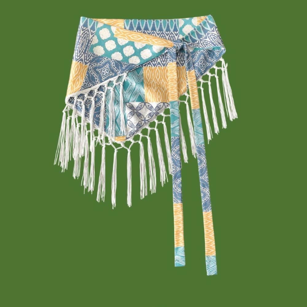 Tassels Fringe Waist Belt Embroidery Floral Triangular Belt Triangle Waistband Dress Jeans Decor
