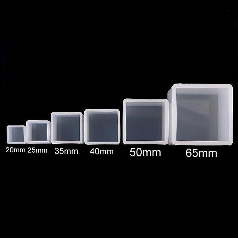 1PC 6 Size 20/25/35/40/50/60mm Mould Transparent Silicone Square Mold Epoxy Resin Molds for DIY Jewelry Making Tools
