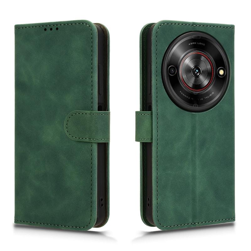 Цветной Кожаный Однотонный Чехол-книжка для Мобильного Телефона с Отделениями для Карт для Zte Blade A75 5g