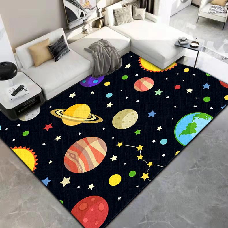 Cartoon Astronaut Carpet Camping Cushion Floor Mat Living Room Game Area Rug Floor Mat Children's Room Play Aera Mat Kawaii Rug