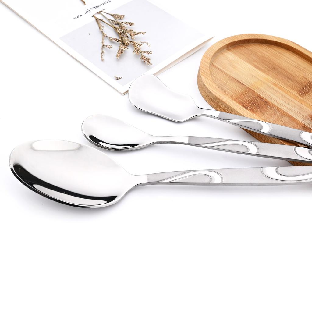 4PCS Western Vintage Silver Dinnerware Accessorie 18/10 Stainless Steel Set Repeatable Metal Spoons Fork Tableware for Kitchen Set