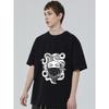 Black T-Shirt with Medusa Snake Head and Bandana Print for Casual Wear