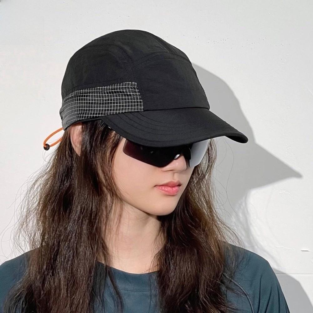 Retro 5-panel Quick-drying Baseball Cap Soft Brim Plaid Running Caps Breathable Peaked Cap  Men