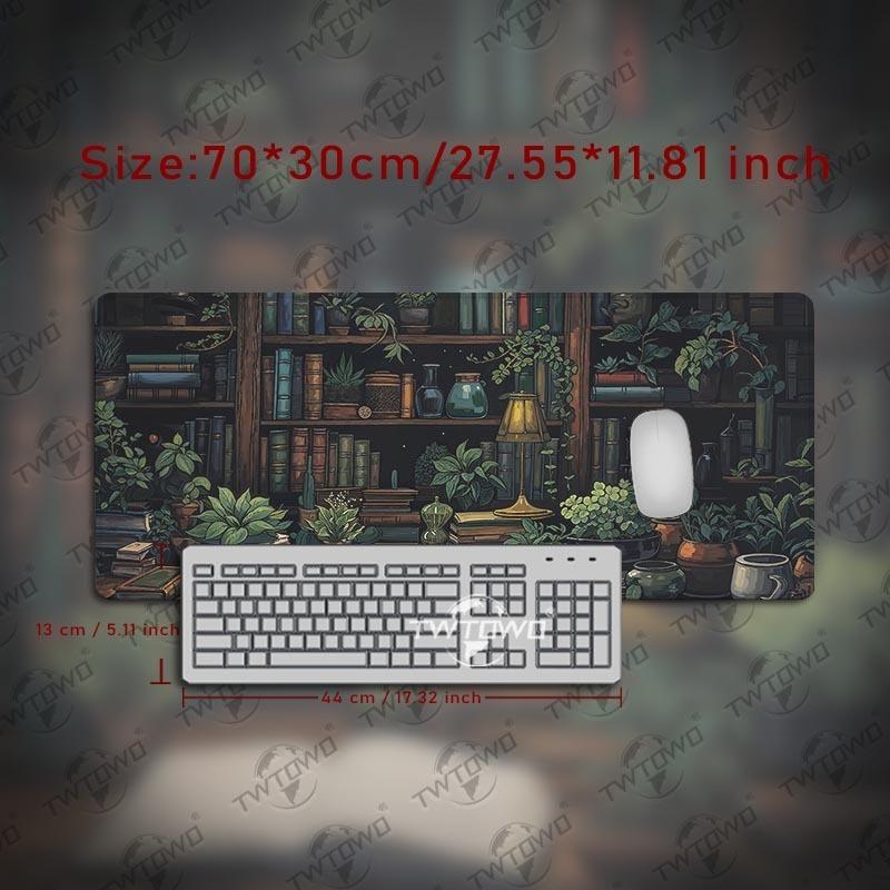 Green Plant Bookshelf Mouse Pad Gamer printon demand Custom Large New Mousepad XXL MousePads Natural Rubber Desktop Mouse Pad