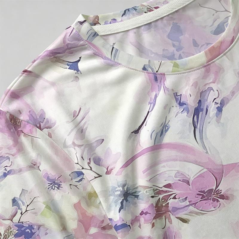 Plus Size Women's Floral T-Shirt Casual Loose Fit,Simple Crew Neck,Soft Breathable Skin-Friendly,Versatile for Daily,Lounge & WFH