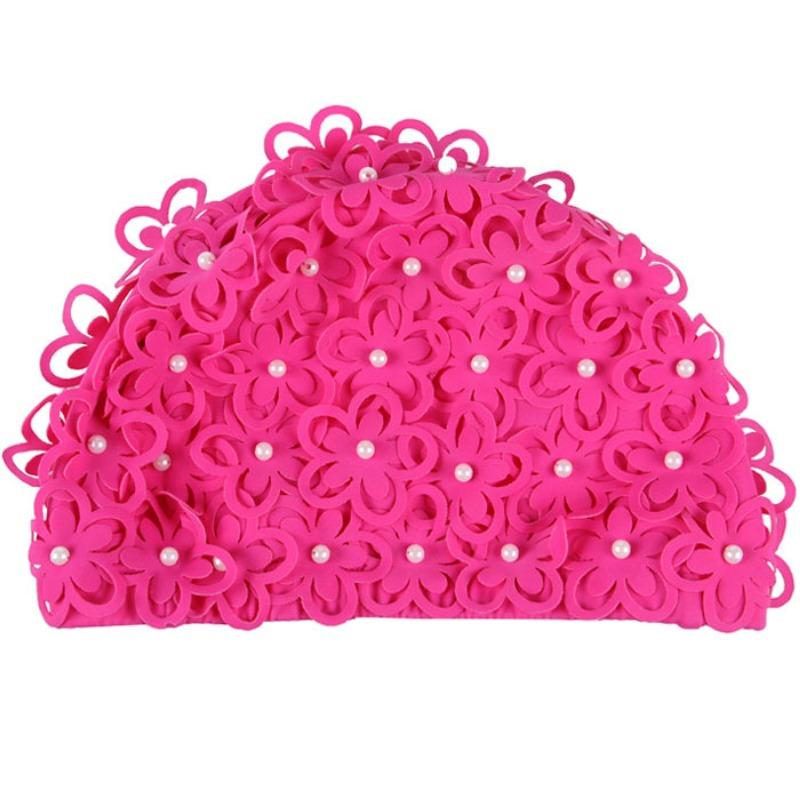 Шапочка для плавания женская Жемчужная Трехмерный Лепесток Модная Увеличенная Спа Плавательная Женская Шапочка для плавания Дышащая Не сдавливающая голову Шапочка для плавания для длинных волос