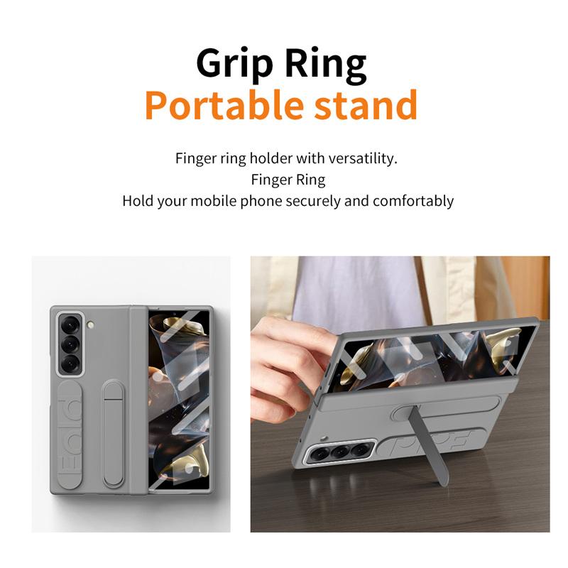Hinge Elastic Wristband Stand Pen Slot Case for Samsung Z Fold Special / W25 / Z Fold 8 7 / Z Fold8 Ultra Tempered Glass Sytlus