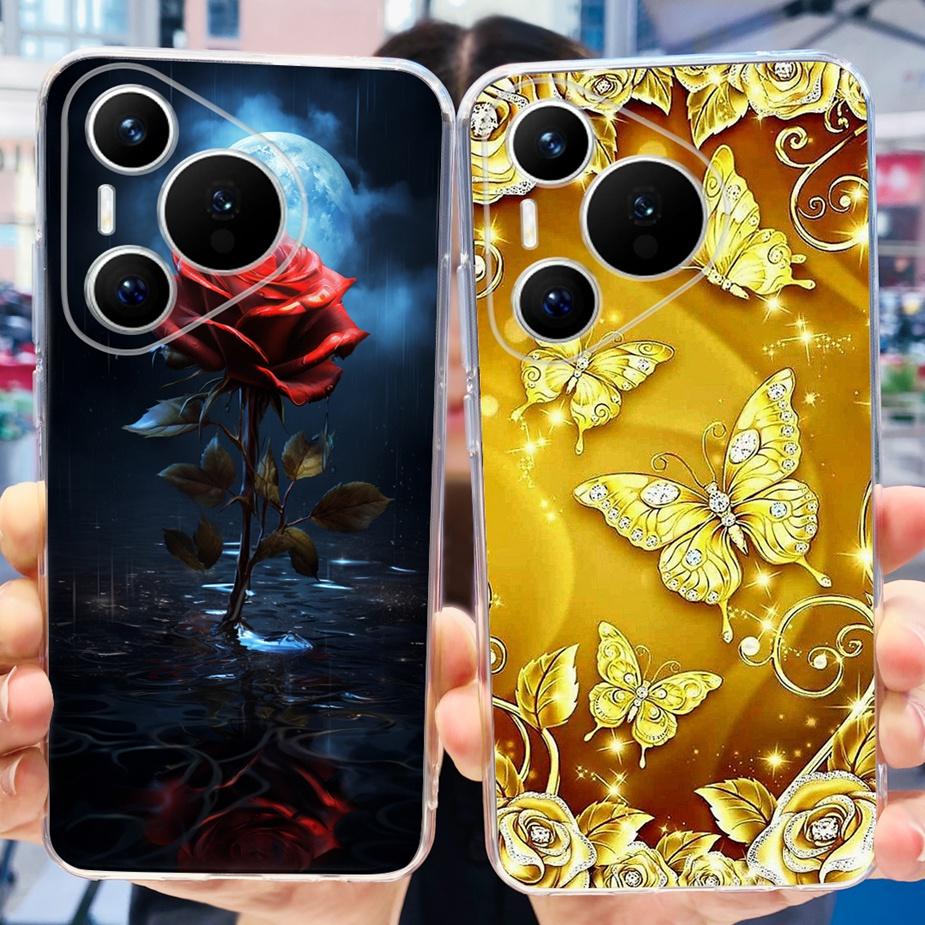 Чехол для Huawei Pura 70 Милый мультяшный расписной чехол Прозрачный силиконовый чехол для телефона Для Huawei Pura 70 Pro Plus Pura70 Pro + Мягкий чехол