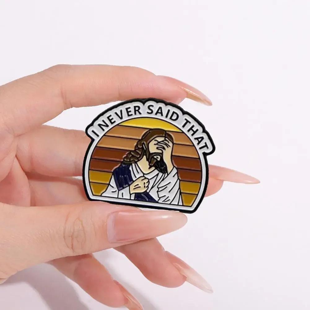 Fashionable Jesus Pin Humorous Expression Jewelry Humorous Jesus Enamel Brooch Pins for Jackets Bags Retro Multi for Women
