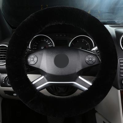 Universal Winter Warm Car Steering Wheel Cover 100% Thicken Wool For 36.5-38.5cm Anti-Slip Soft Fluffy Interior Car Accessories