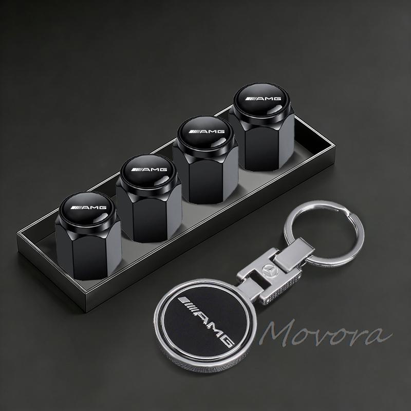 TGM3 Car Tire Wheel Valve Caps Cover Metal Car Keychain Keyring for Mercedes Benz AMG W177 W176 X166 X167 C257 C218 X253 C118 C117