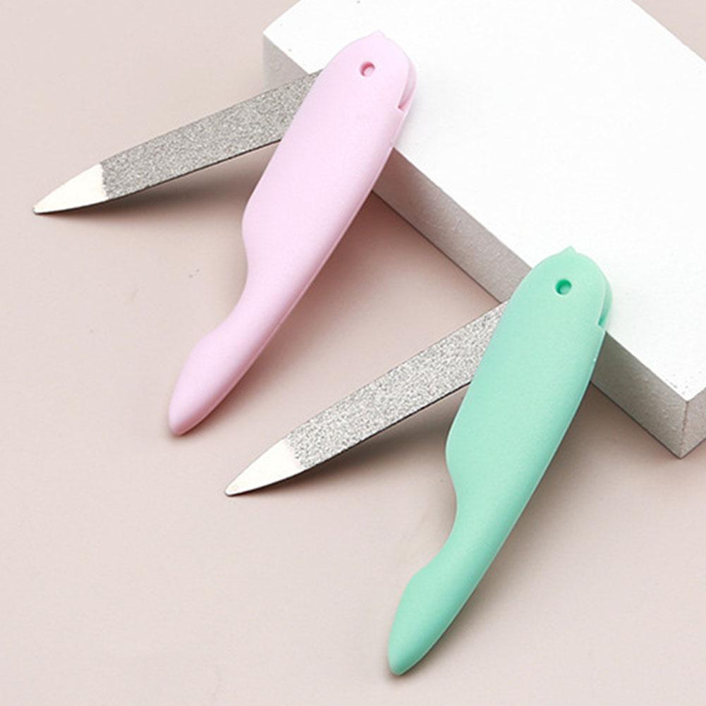 Мини-складная пилочка для ногтей в форме птицы, промытая и полированная, маникюрная, двухсторонняя, материал ABS, двойной пластиковый ноготь I7K5