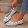 Shoes for Women 2024 Hot Sale One Kick Women's Flats Autumn Square Toe Sequins Solid Solft Sole Casual Flats Comfortable Shoes